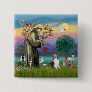 Bóton Quadrado 5.08cm Santo Francis com Animais - personalizável