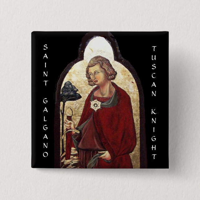BÓTON QUADRADO 5.08CM SANTO GALGANO / LENDA DA ESPADA NA ROCHA (Frente)