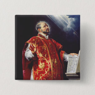 Bóton Quadrado 5.08cm Santo Inácio de Loyola
