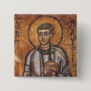 Bóton Quadrado 5.08cm Santo Lawrence Impressão de Arte em Mosaico Ortodo