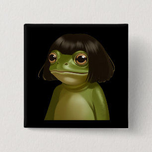 Bóton Quadrado 5.08cm Sapo engraçado corte de cabelo Bob Meme Sapos Aman