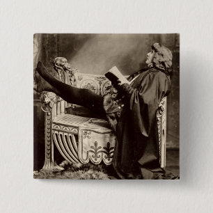 Bóton Quadrado 5.08cm Sarah Bernhardt (1844-1923) como Hamlet no 1899