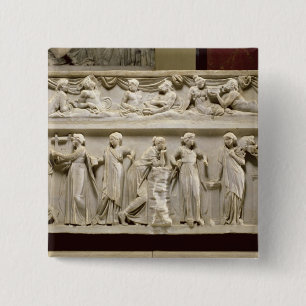 Bóton Quadrado 5.08cm Sarcófago dos musas, romano (mármore)