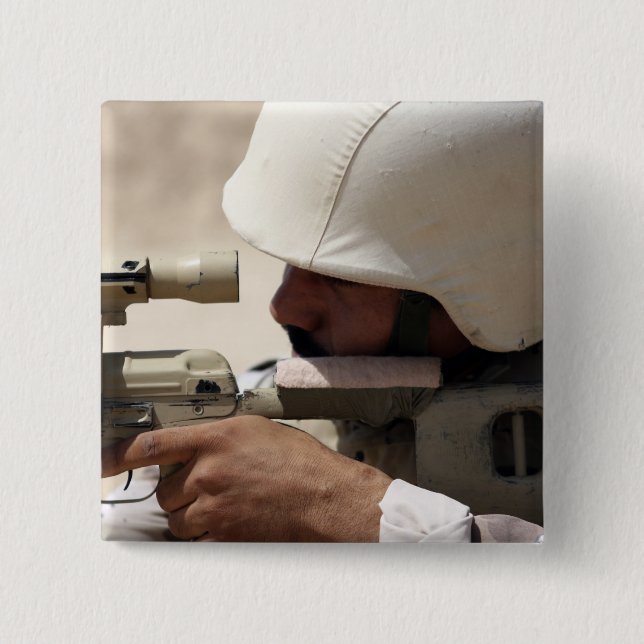 Bóton Quadrado 5.08cm Sargento do Exército iraquiano em mira (Frente)