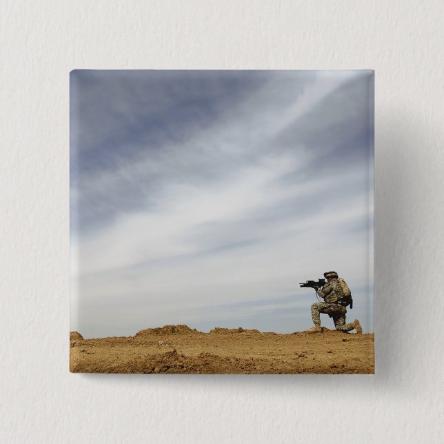 Bóton Quadrado 5.08cm Sargento fornece segurança (Frente)