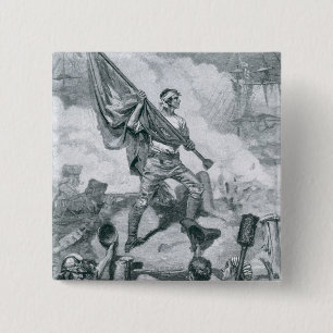 Bóton Quadrado 5.08cm Sargento Jaspe na batalha do forte Moultrie