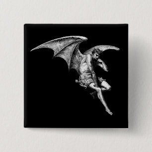 Bóton Quadrado 5.08cm Satã que pensa o Pin