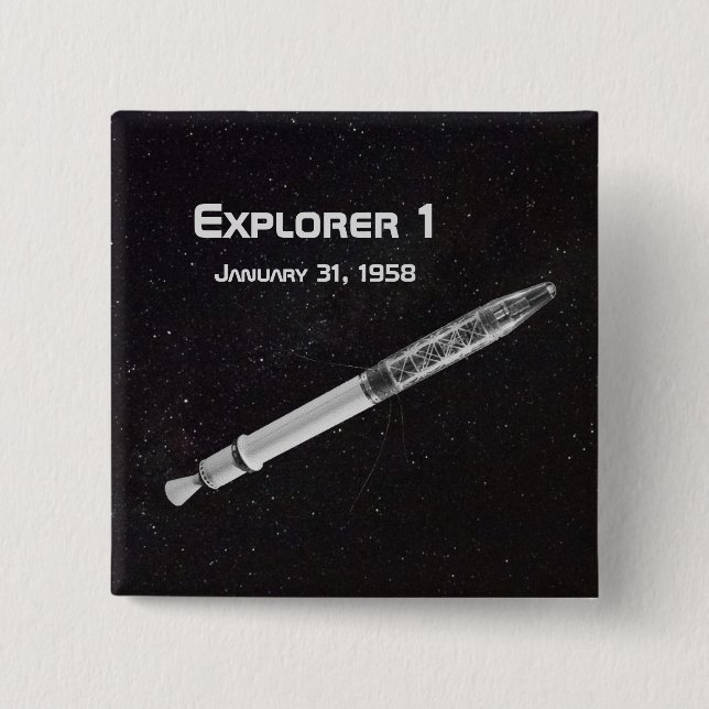 Bóton Quadrado 5.08cm Satélite do Explorer 1 (Frente)