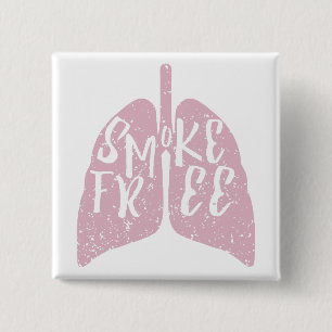 Bóton Quadrado 5.08cm Saúde Pulmonar Fumaça Livre