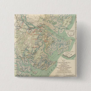 Bóton Quadrado 5.08cm Savannah, Ga e vizinhança