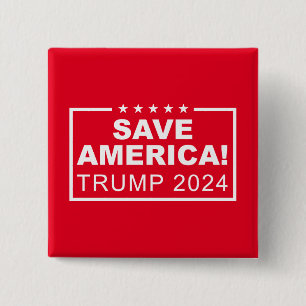 Bóton Quadrado 5.08cm Save America Trump 2024