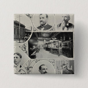 Bóton Quadrado 5.08cm Savings Bank of Papai noel Rosa, Califórnia