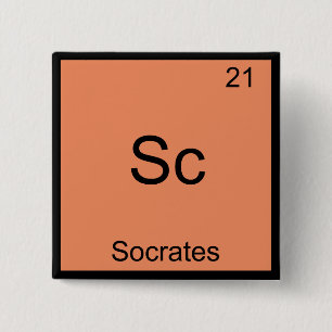 Bóton Quadrado 5.08cm Sc - Sócrates - Símbolo de Química de Elemento 