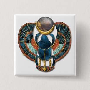 Bóton Quadrado 5.08cm Scarab Sagrado do Rei Tut