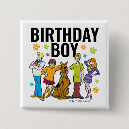 Bóton Quadrado 5.08cm Scooby-Doo e Gang Birthday Boy