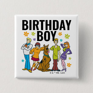Bóton Quadrado 5.08cm Scooby-Doo e Gang Birthday Boy