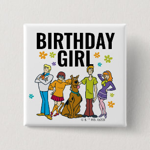 Bóton Quadrado 5.08cm Scooby-Doo e Gang Birthday Girl