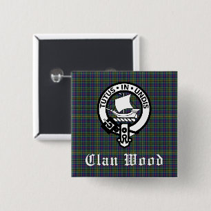 Bóton Quadrado 5.08cm Scottish Clan Wood Crest & Tartan