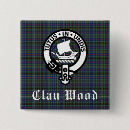 Bóton Quadrado 5.08cm Scottish Clan Wood Crest & Tartan