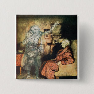 Bóton Quadrado 5.08cm Scrooge e o fantasma de Marley