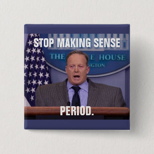Bóton Quadrado 5.08cm Sean Spicer, secretário de imprensa branco da cas