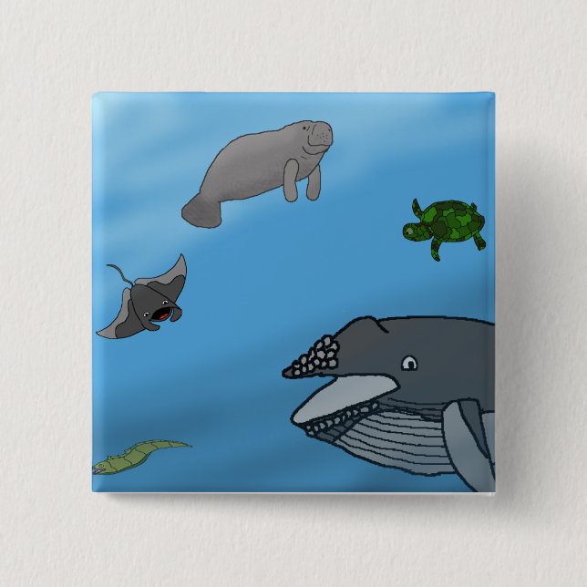 Bóton Quadrado 5.08cm Seascape da fantasia (Frente)