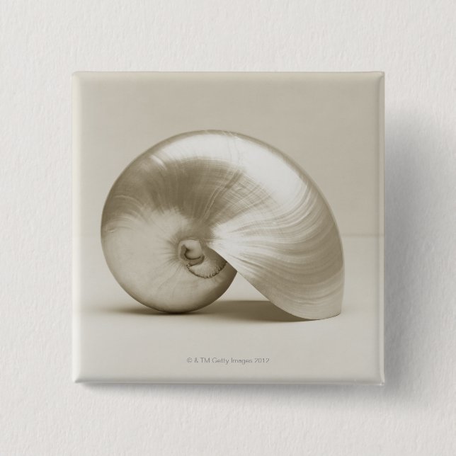 Bóton Quadrado 5.08cm Seashell do nautilus da pérola (Frente)