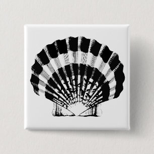 Bóton Quadrado 5.08cm Seashell - preto e branco