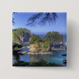 Bóton Quadrado 5.08cm Seastacks, Terras Tribais Makah Nation, Cabo