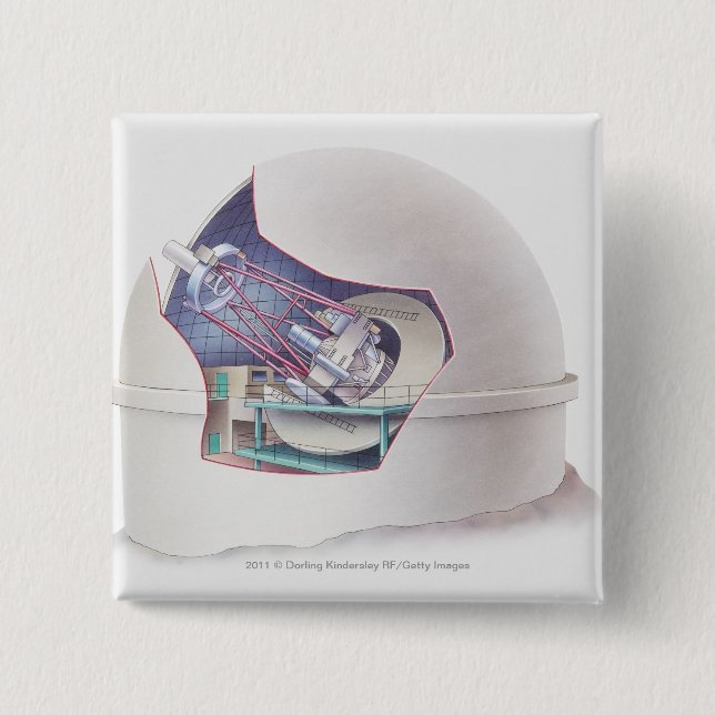 Bóton Quadrado 5.08cm Secção transversal do telescópio dentro de um (Frente)