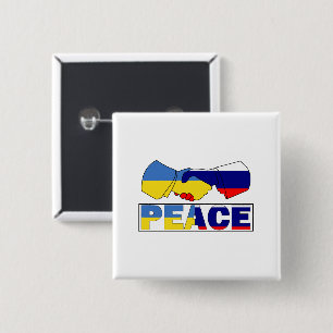 Bóton Quadrado 5.08cm Seguimento da paz, Ucrânia, Rússia Bandeira