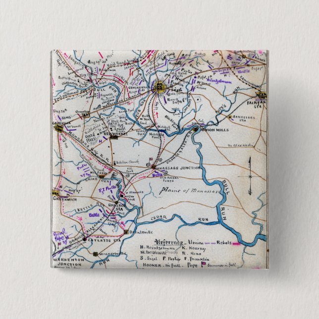 Bóton Quadrado 5.08cm Segunda Batalha de Bull Run 4 (Frente)