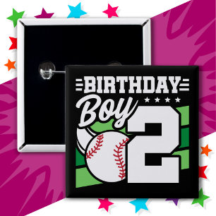 Bóton Quadrado 5.08cm segundo aniversário de Tema de Festa de Baseball c