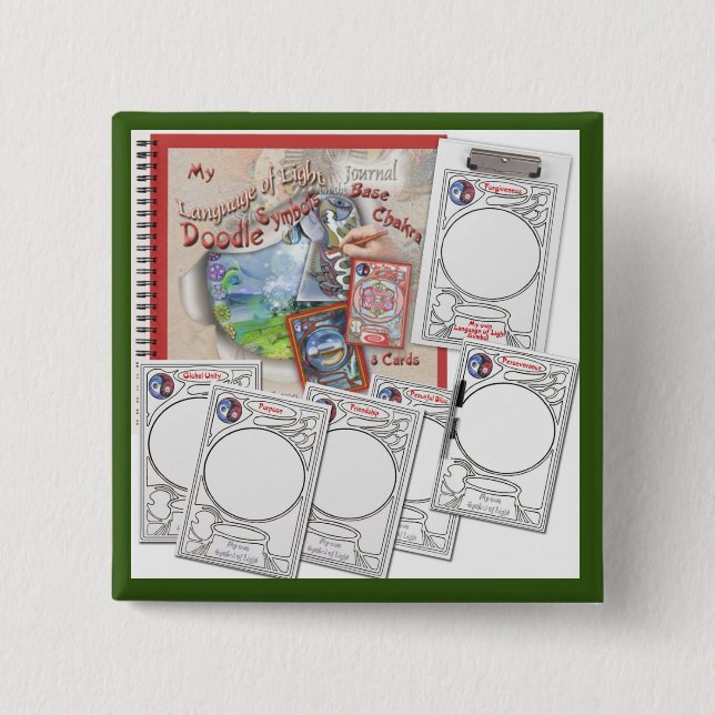 Bóton Quadrado 5.08cm Seis folhas de chakra base (Frente)