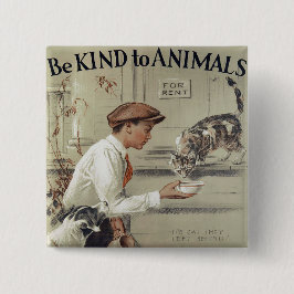 Bóton Quadrado 5.08cm Seja amável aos animais - poster vintage