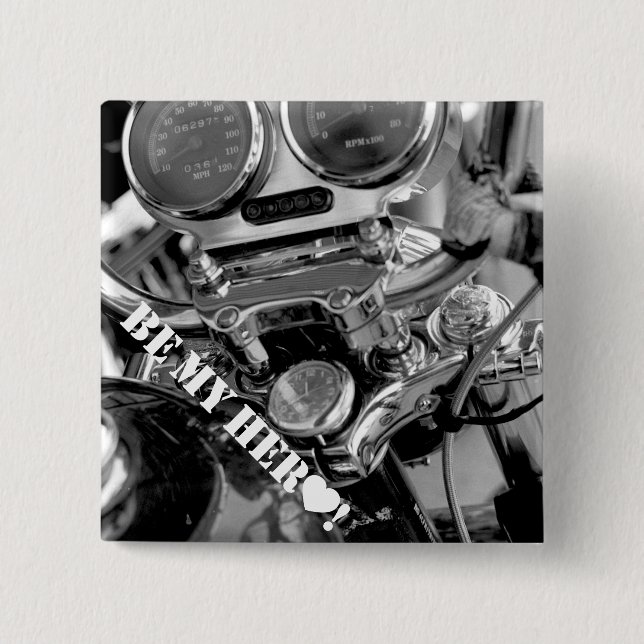 Bóton Quadrado 5.08cm Seja meu herói! Vrroom!! Botão (Frente)