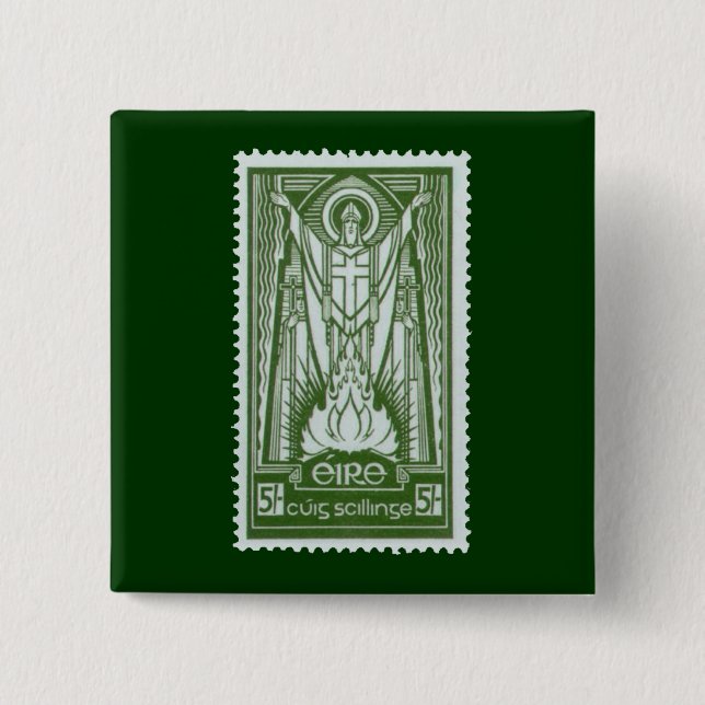 Bóton Quadrado 5.08cm Selo postal do irlandês de St Patrick (Frente)