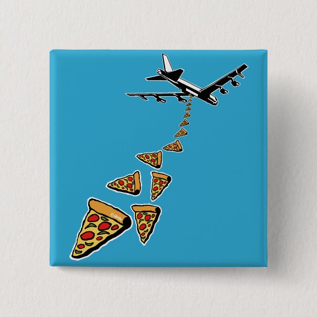 Bóton Quadrado 5.08cm Sem guerra mais pizza (Frente)