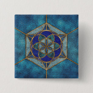 Bóton Quadrado 5.08cm Sementes da vida Ornamento Mosaico