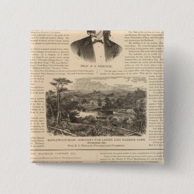 Bóton Quadrado 5.08cm Seminário de Música Maplewood para Mulheres (Frente)