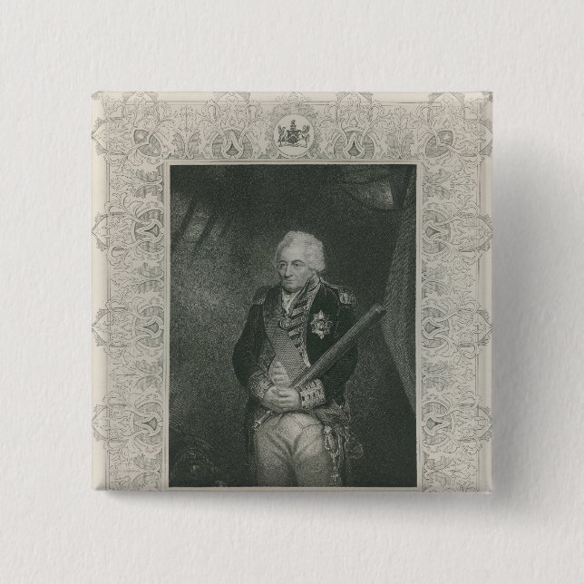 Bóton Quadrado 5.08cm Senhor John Jervis em 1795 (Frente)