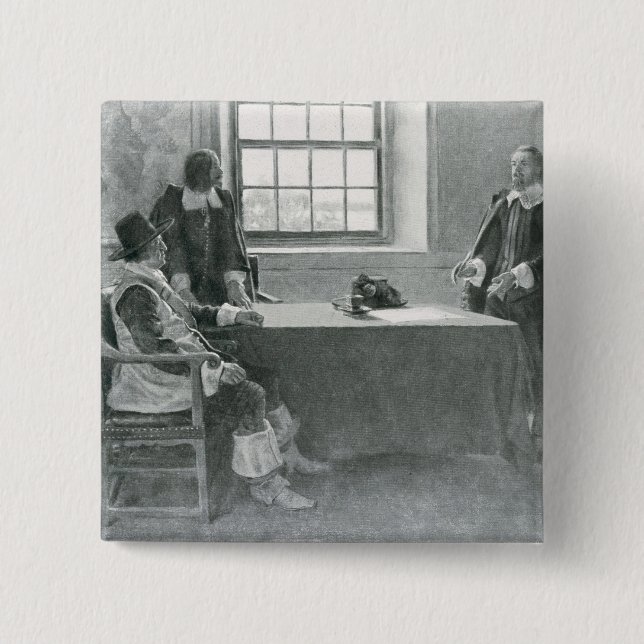 Bóton Quadrado 5.08cm Senhor William Berkeley Surrendering (Frente)