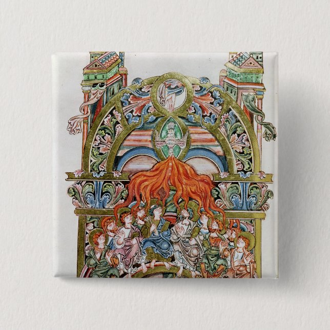 Bóton Quadrado 5.08cm Senhora 369 f.29v Pentecost (Frente)