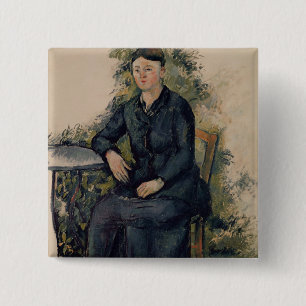 Bóton Quadrado 5.08cm Senhora Cezanne no jardim, 1880- de Paul Cezanne