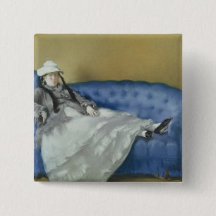 Bóton Quadrado 5.08cm Senhora Manet em um sofá azul, 1874 de Manet
