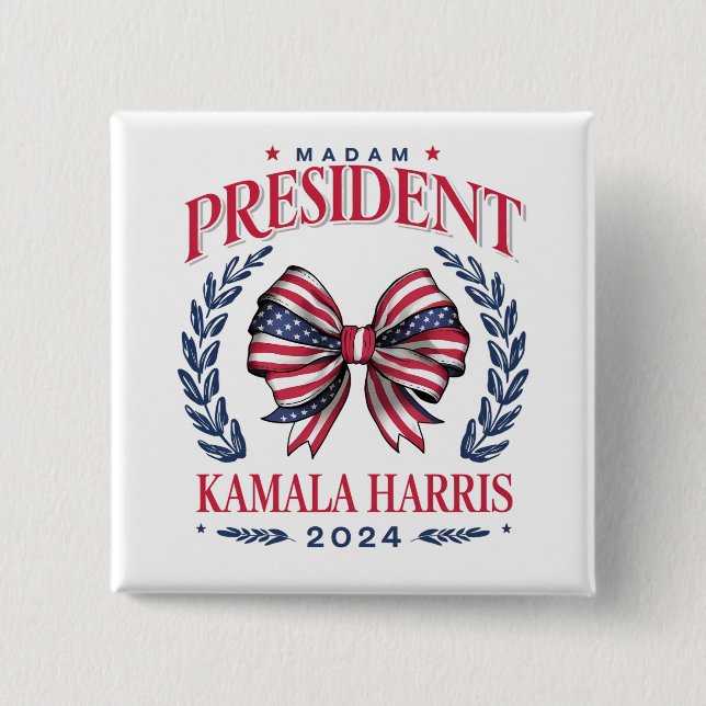 Bóton Quadrado 5.08cm Senhora Presidente Kamala Harris 2024 Para As Pess (Frente)