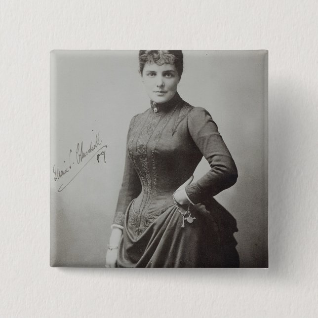 Bóton Quadrado 5.08cm Senhora Randolph Churchill (Frente)