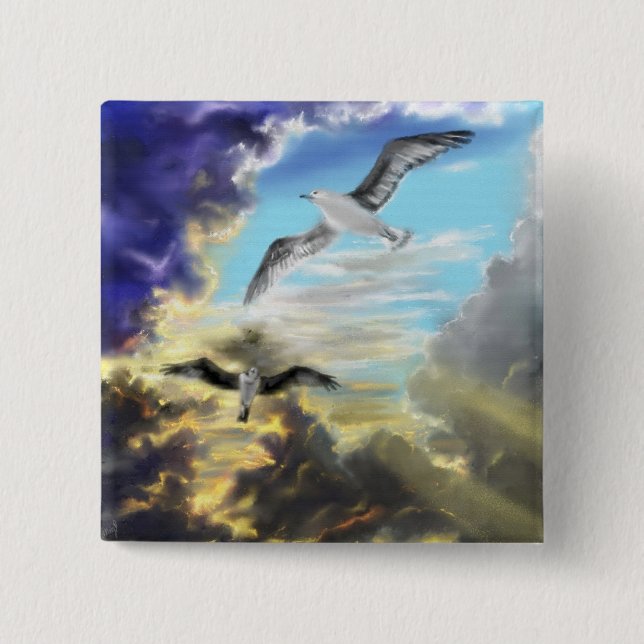 Bóton Quadrado 5.08cm Sensação de liberdade - aquarela (Frente)