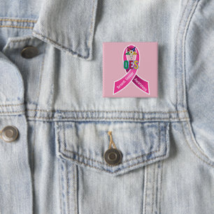 Bóton Quadrado 5.08cm Sensibilização do Cancer da Mama OES