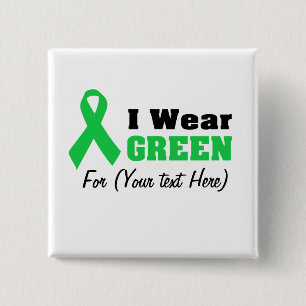 Bóton Quadrado 5.08cm Sensibilização para a Faixa Verde Personalizada